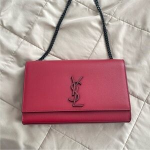 Saint Laurent Red Leather Chain Shoulder Bag